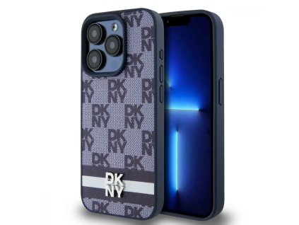 DKNY PU Leather Checkered Pattern and Stripe kryt pro iPhone 15 Pro