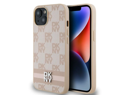 DKNY PU Leather Checkered Pattern and Stripe kryt pro iPhone 13
