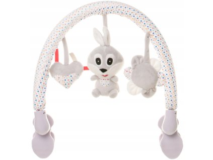 plysovy oblouk s hrackami rabbit sedy