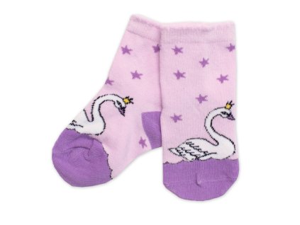 Dětské bavlněné ponožky Labuť - lila (Velikost 15-18)