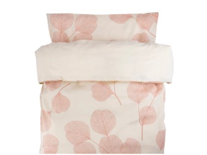 povleceni do postylky kocarku 2d sada bavlna leafs lullaby planet ecru ruzova