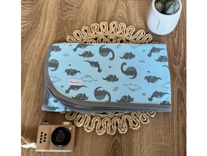 detska oboustranna bavlnena deka mamatti 80 x 90 cm dino park modra s potiskem