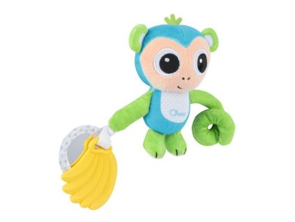 plysova opicka s kousatkem chrastitkem a zrcatkem modra
