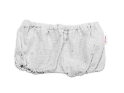 Baby Nellys Mušelínové letní kraťasky Stars, šedé (Velikost 56/62 (0-3m))