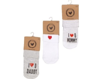 sada 3 ks ponozky i love bile sede