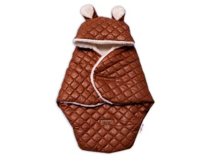 z z otepleny prosivany fusak s kapuci do autosedacky hnedy