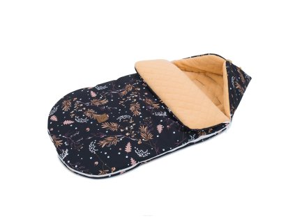 zimni fusak lux prosivany flecce 48 x 90 cm zimni kviti cerna karamel