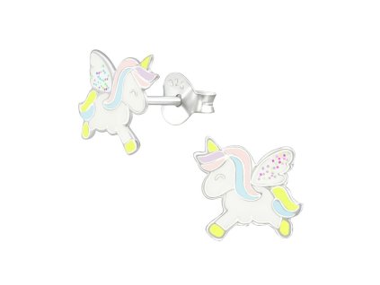 detske stribrne nausnicky s jednorozec angel puzetove