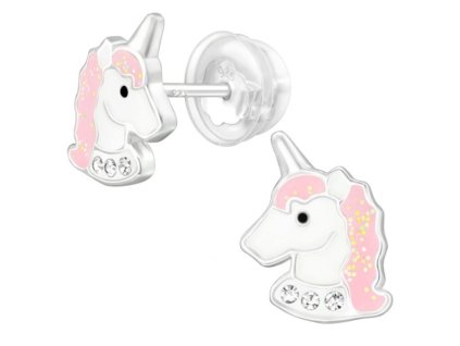 detske stribrne nausnicky jednorozci premium puzetove silikon
