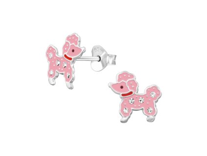 detske stribrne nausnicky pudlici ruzove puzetove