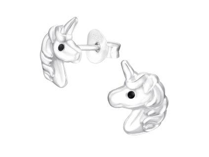 detske stribrne nausnicky jednorozec puzetove