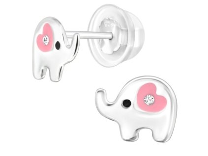 detske stribrne nausnicky slonik love premium puzetove silikon