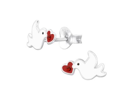 detske stribrne nausnicky holubicka puzetove