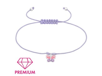 naramek pro deti se stribrnou ozdobou premium motyl fialovy