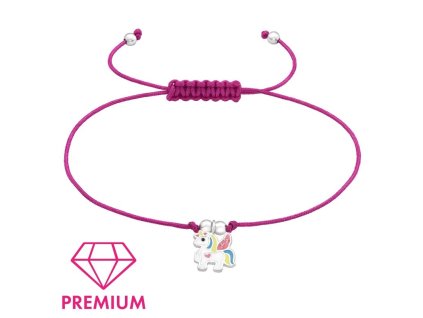 naramek pro deti se stribrnou ozdobou premium jednorozec fuchsiovy