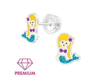 detske stribrne nausnicky morska panna premium puzetove silikon