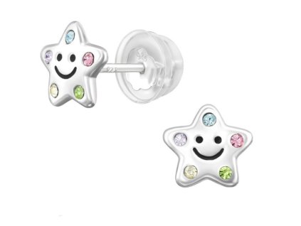 detske stribrne nausnicky star smile premium