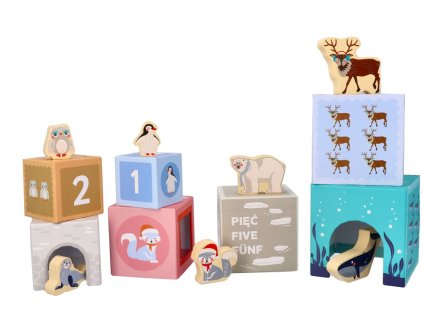 skladaci pyramida s drevenymi zviratky antarktida adam toys