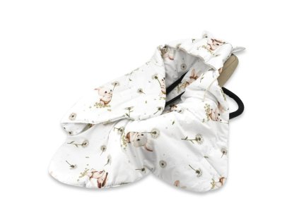 zavinovaci deka s kapuci bavlna 90x90cm kocourek a pampeliska bila