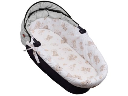 bavlnena vlozka do kocarku kose s penovou matraci maly medvidek bezova bila