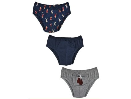 Chlapecké bavlněné slipy, Boxing- 3ks v balení, šedé/granát (Velikost 98-104 (2-4r))