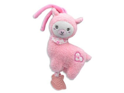 zavesna plysova hracka s chrastitkem lama 15 cm ruzova