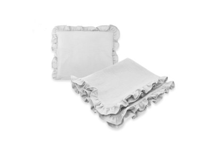 luxusni 2d sada nature polstarek a deka s volankem seda