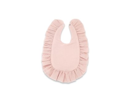 nepromokavy muselinovy bryndacek s volankem nature pudrove ruzova