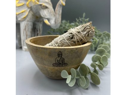 12578 awm drevena ritualna miska na vykurovacie zvazky budha 12x7cm 1ks