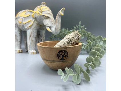 12581 awm drevena ritualna miska na vykurovacie zvazky strom zivota 12x7cm 1ks
