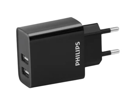 Philips dual USB-A adaptér (15W) - Černá