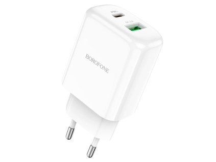 Borofone BN4 dual (USB-A/USB-C) adaptér (20W) - Bílá