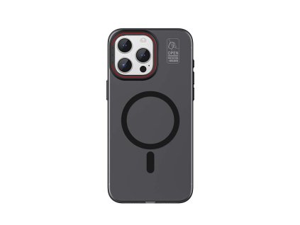 Kovovo-silikonový MagSafe obal s opěrkou Recci Glaze RPC-A177 pro iPhone 15 PRO - Černá