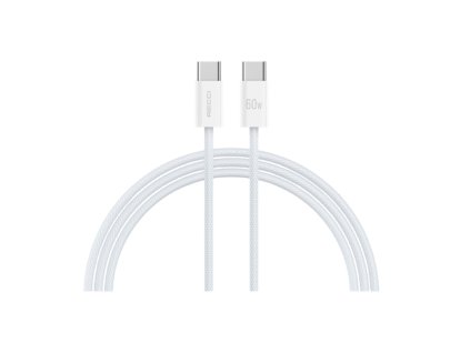 Recci nabíjecí a datový USB-C kabel s konektorem USB-C (2m/60W) RS15CC - Bílá