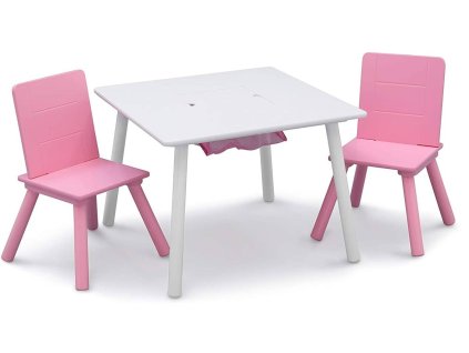 DSBH0742A detsky stul s zidlemi bilo ruzovy