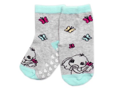 Dětské ponožky s ABS Slůně - šedé (Velikost 27-30)