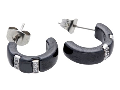 6125 2 nausnice chirurgicka ocel porcelan 12 mm black
