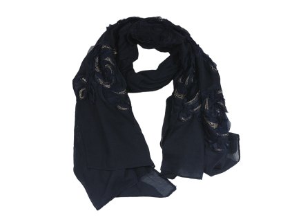 13482 satek s kvety 180 x 70 cm 85 bavlna barva tmave modra