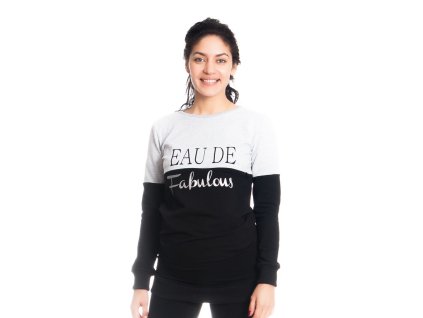 Be MaaMaa Těhotenské a kojící triko/mikina Fabulous, dl. rukáv, černo-světle šedá, vel. XS (Velikost oblečení XS (32-34))