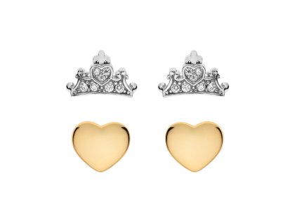 10858 disney set detskych nausnic srdce a korunky stribrny pozlaceny ss00001tzwl cs