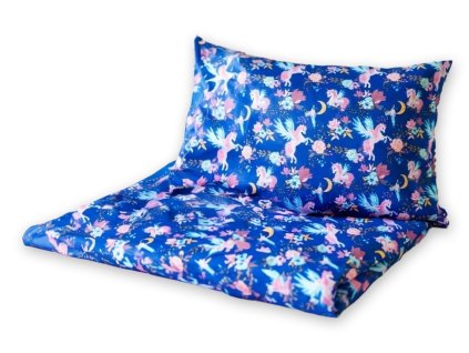 Dětské povlečení, bavlna 2D 140x200/70x80 - Jednorožci v modré (Velikost povlečení 140x200/70x80, Rozměry polštáře 70 x 80, Rozměry přikrývky 140 x 200)