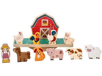 drevena balancni hra puzzle farma se zviratky