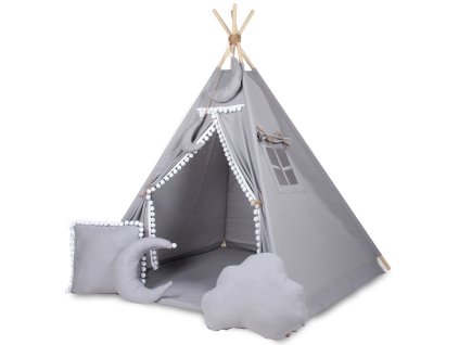 stan pro deti typi vybava sedy s bilymi bambulkami