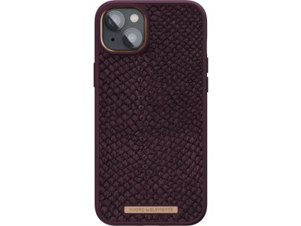 NJORD Salmon Leather MagSafe kryt pro iPhone 14 Plus - Vínová