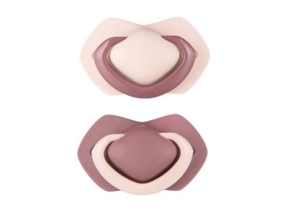 canpol babies sada 2 ks symetrickych silikonovych dudliku 18m pure color ruzova bordo