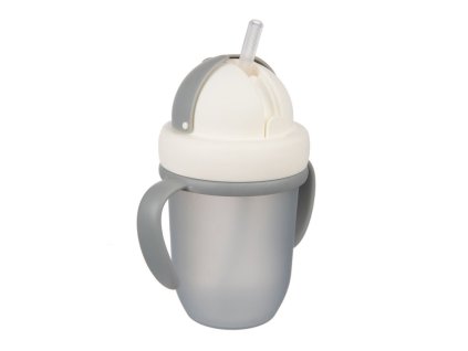 canpol babies hrnicek se silikonovou slamkou sedy 210 ml