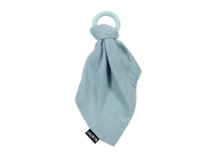 silikonove kousatko s muselinovym pritulnickem modre minene