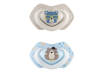 canpol babies 2 ks symetrickych silikonovych dudliku 6 18m bonjour paris seda modra