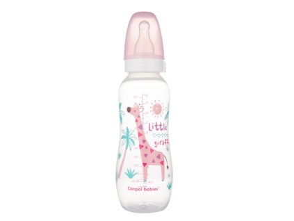 canpol babies lahvicka s potiskem zirafka 330 ml ruzova