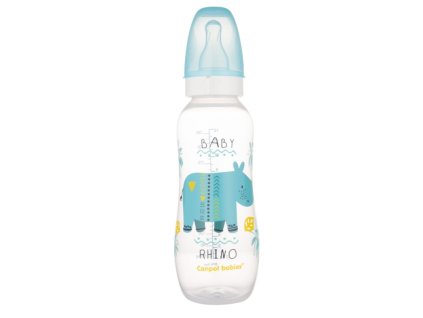 canpol babies lahvicka s potiskem rhino 330 ml modra